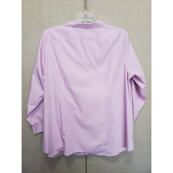 Lands' End No Iron 100% Cotton Purple Pinstriped Button-Up Shirt Size 22W - Picture 4 of 6